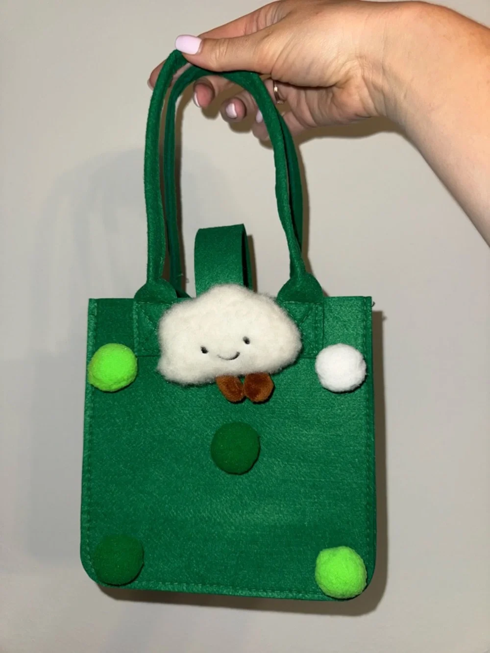 Green reusable goodie tote bag